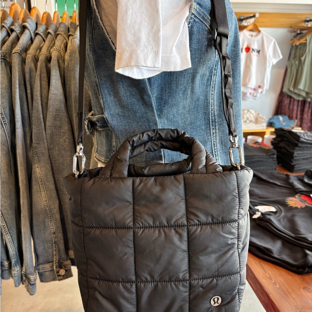 Lululemon Athletica Black Puffer Tote Bag Quilted Design